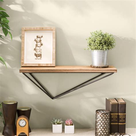 pine shelf with metal brackets danya b|Rustic Wall Mount Pine Wood Floating Display Shelf With  .